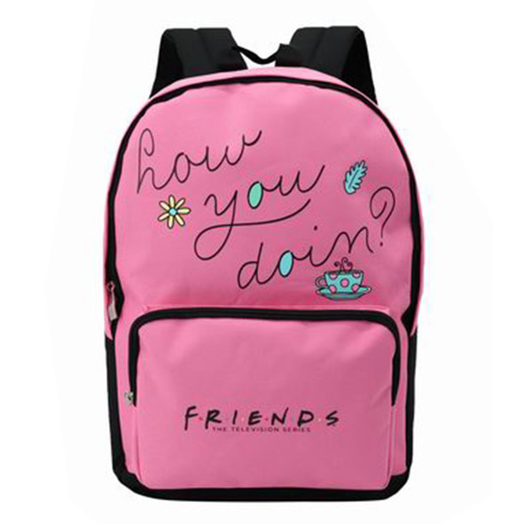 Ghiozdan TEENS FRIENDS, compartiment incapator cu fermoar, buzunar frontal, cusaturi duble, negru si roz - imagine 5